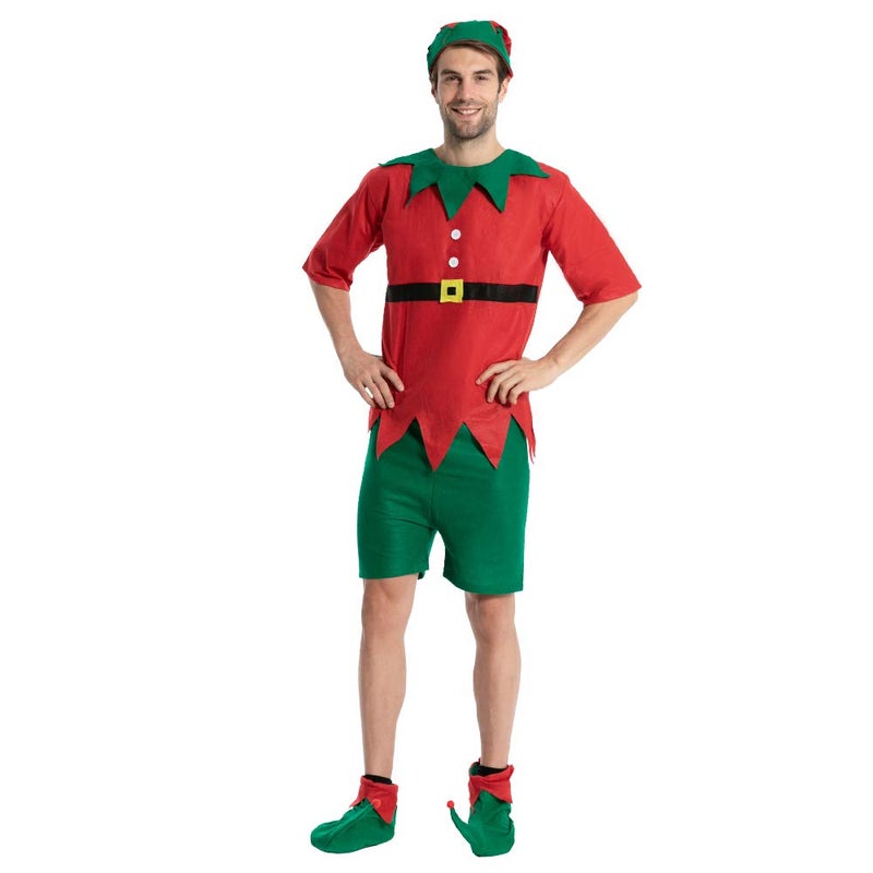 EraSpooky Elf Costume Adult and Child Christmas Fancy Dress Costume Santa Helper Xmas Outfit (Medium, Adult Red) - Image 4